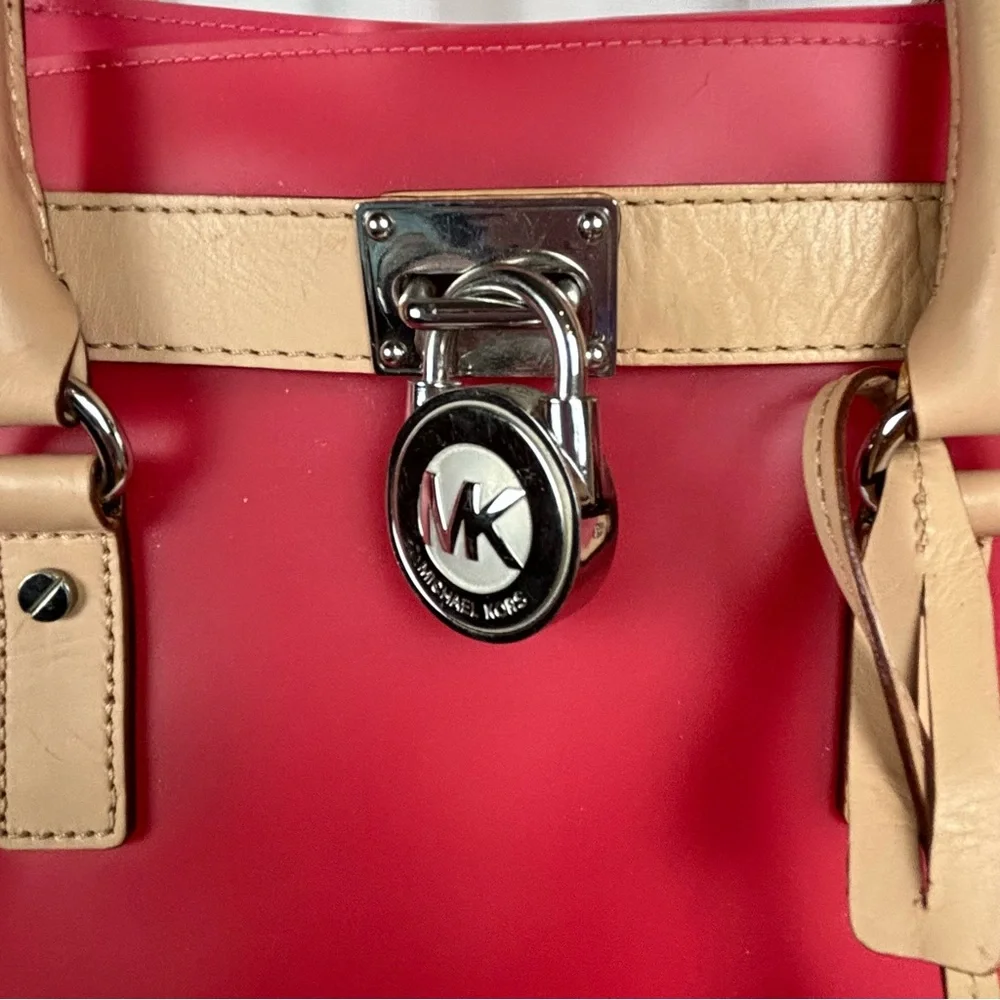 Michael Kors Candy Red PVC Tote Handbag 13” x‎ 12” - 10” Shoulder Strap